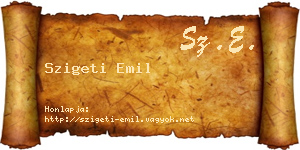 Szigeti Emil névjegykártya